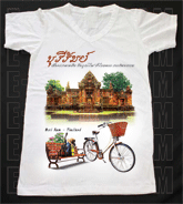 เสื้อยืดคอวีพร้อมสกรีนลายแหล่งท่องเที่ยว ลายบุรีรัมย์